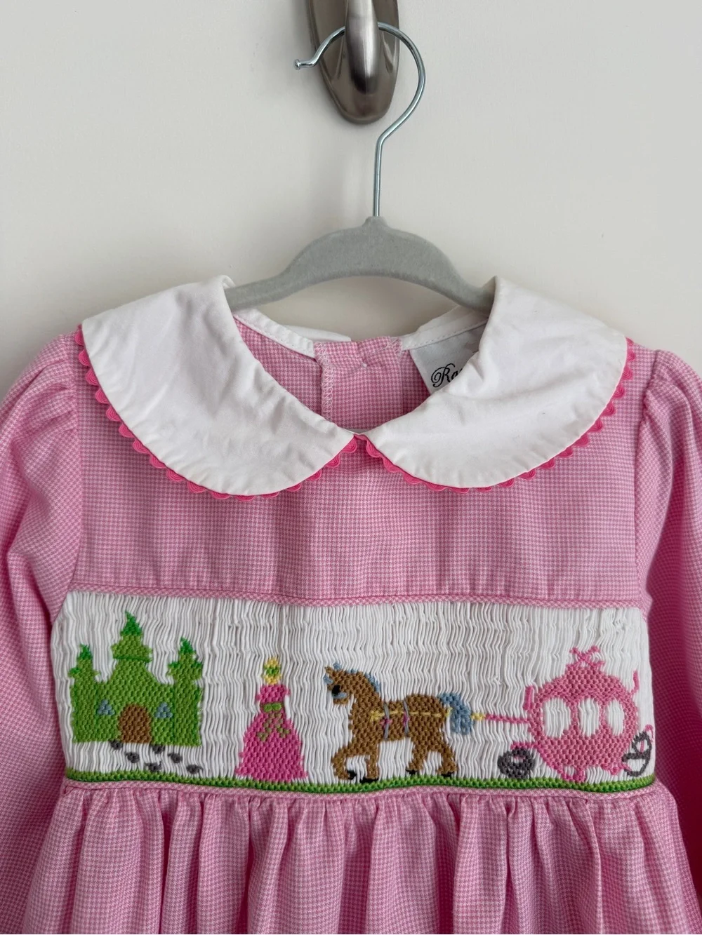 Vintage Rare Editions Pink Gingham Smocked Cinderella Princess Dress 3T
